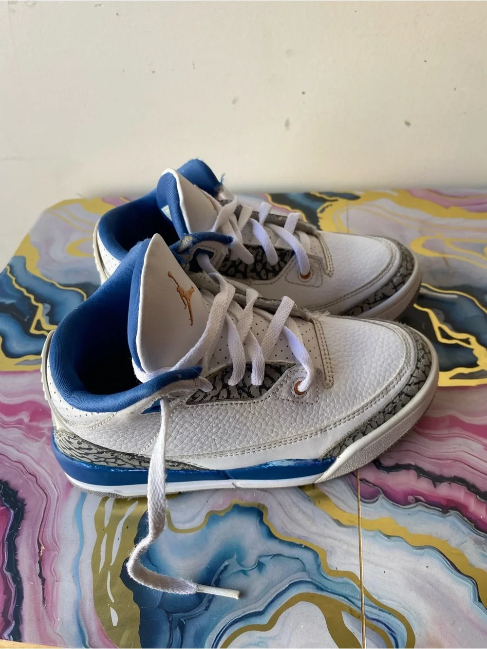 Air Jordan 3 Retro Wizards True Blue Preschool Sneakers 12C Streetwear